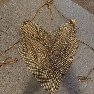 Gold Rhinestone Halter Top
